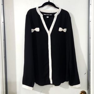 Lauren Conrad Black and White Bow Blouse